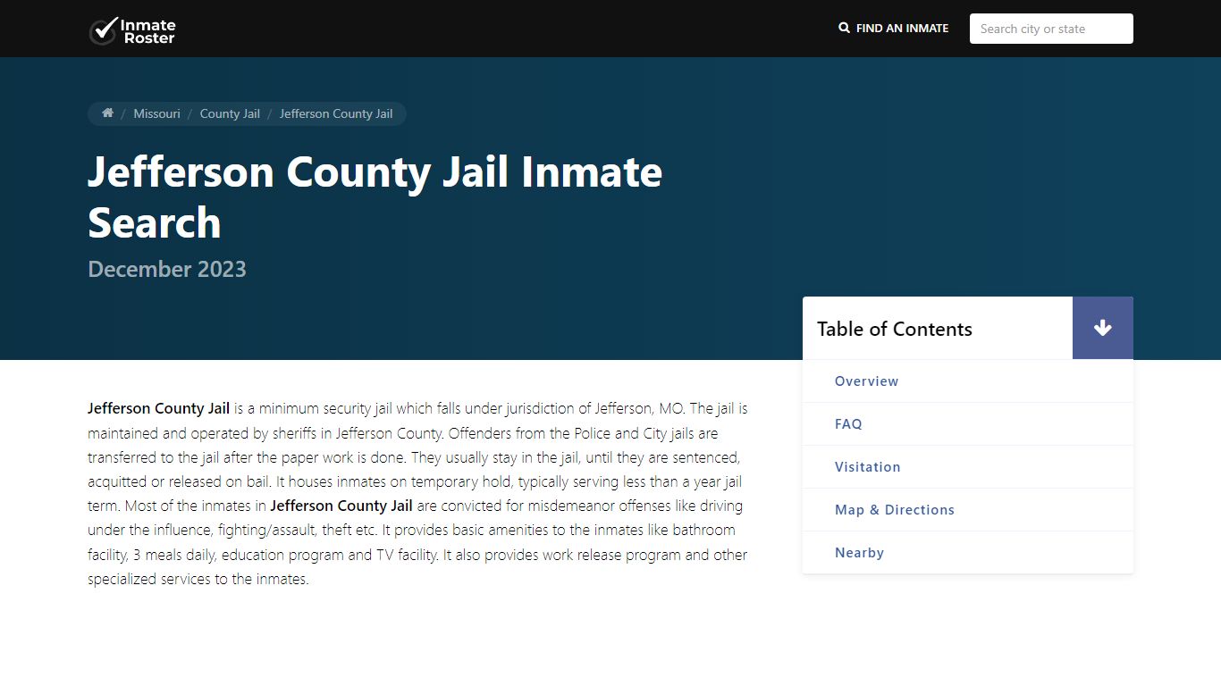 Inmate Search | Jefferson County Jail - Hillsboro, MO