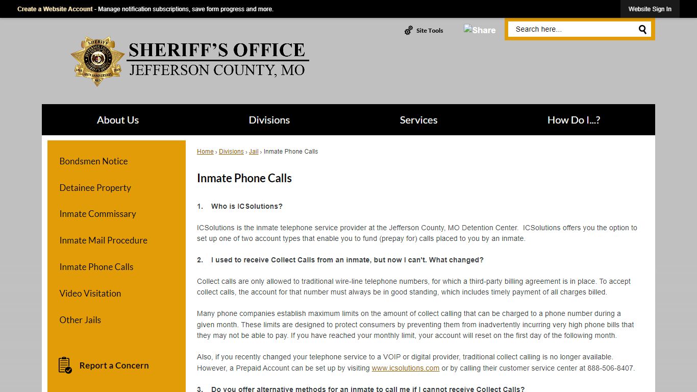 Inmate Phone Calls | Jefferson Co Sheriff's Dept, MO